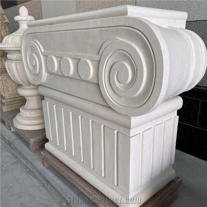 Customize Design Limestone Column Capital For Hotel