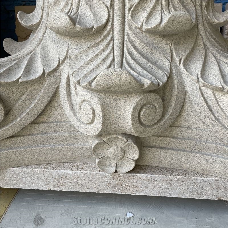 Customized Hand Carved Granite Column Capital For Villa