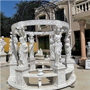 Customized Hand Carved Natural Stone Gazebo For Garden Decor