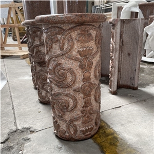 Customized High Quality Red Granite Column For Villa Design