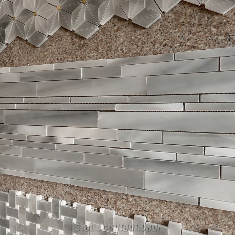 Customized Natural Grey Marble Mosaic Tiles For Wall Design
