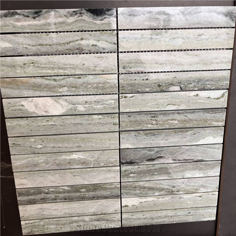 Good Quality Rectangle Green Marble Backsplash Mosaic Tiles