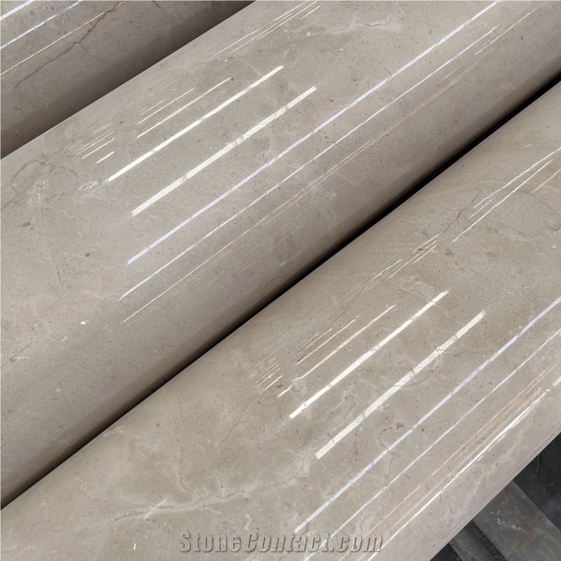 Hand Carved Beige Marble Column Pillars For Garden And Home