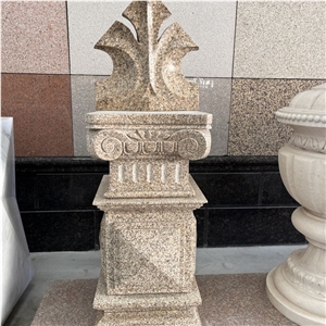 Hand Carved Natural Granite Column Capital For Villa Decor