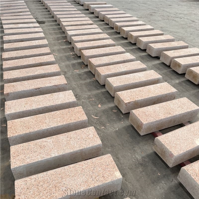 High Quality Customized Size Pink Granite Curbstone