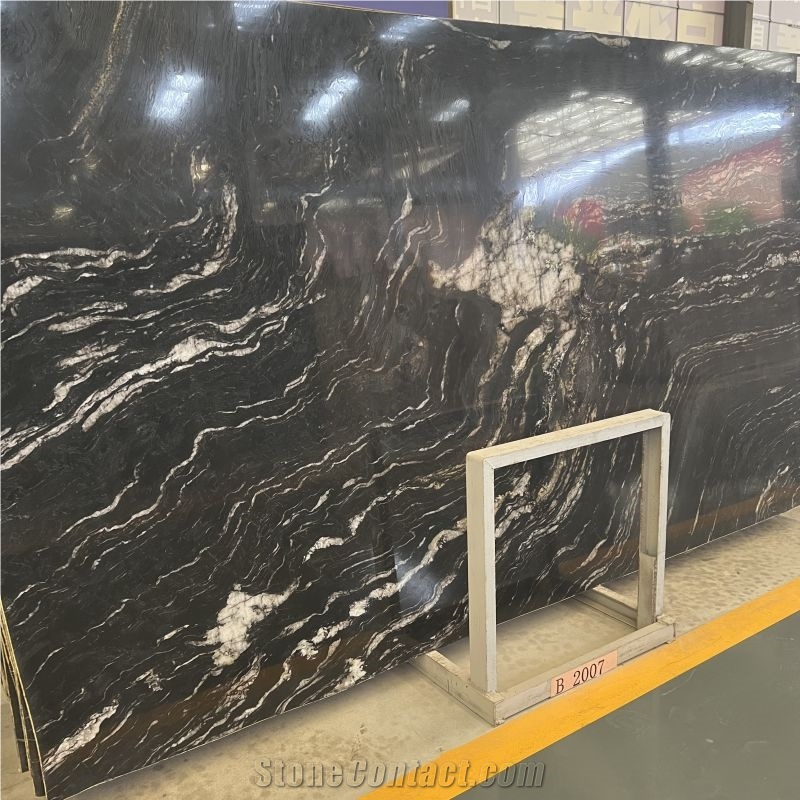 Natural Black Titanium Granite Slab For Background Wall Tile