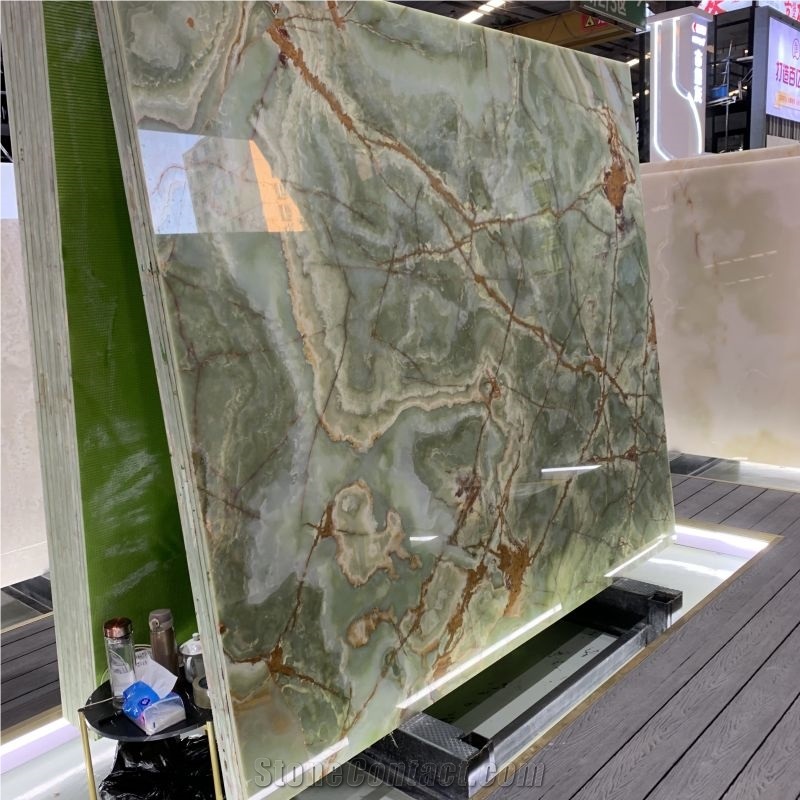 Pakistan Green Onyx Slabs For Hotel Wall And Floor Tiles