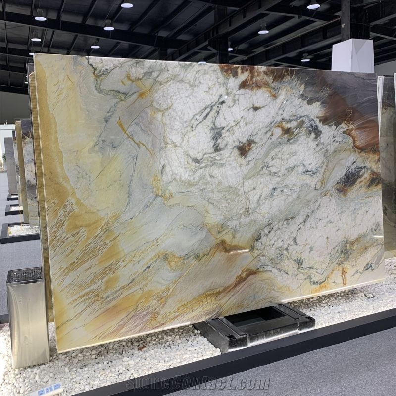 Rainbow Quartzite Slabs And Tiles Book Match Marble Wall