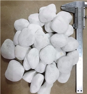 Tumbled Snow White Pebble Marble