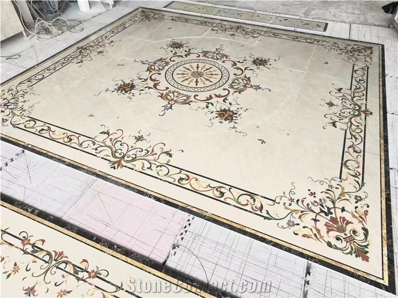China Modern Design Marble Lobby Floor Waterjet Medallions