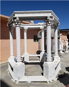 Hexagon Sculptured Stone Dome Gazebo Marble Carrara Pavilion