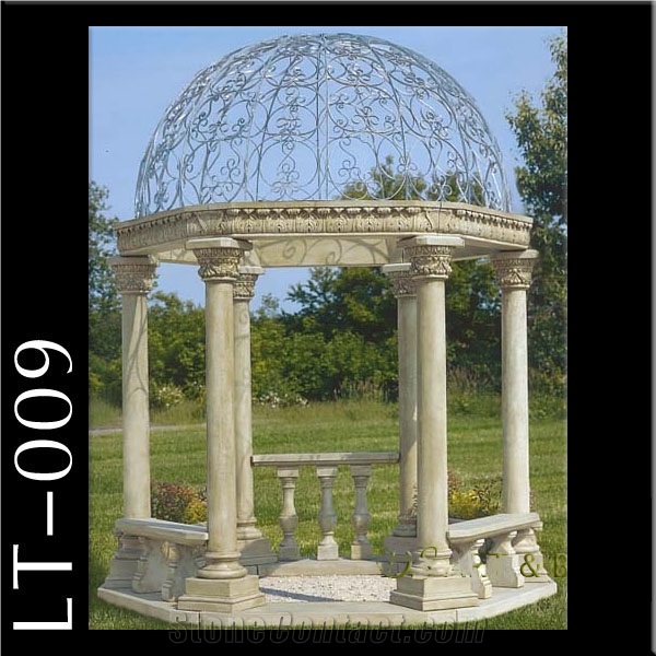 Landscaping Stone Gazebo Beige Sandstone Garden Dome Bower