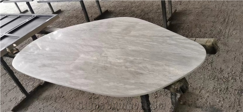 Lux Marble Blue Cristalita Dining Table Top With Metal Base