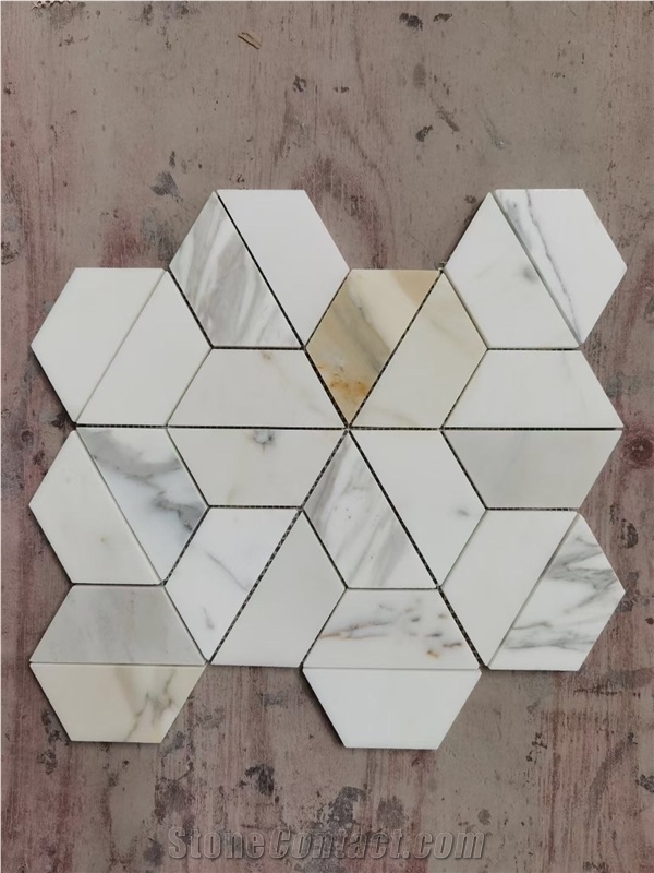 Marble Calacatta Gold Trapezoid Tiles Stone Hexagon Mosaic