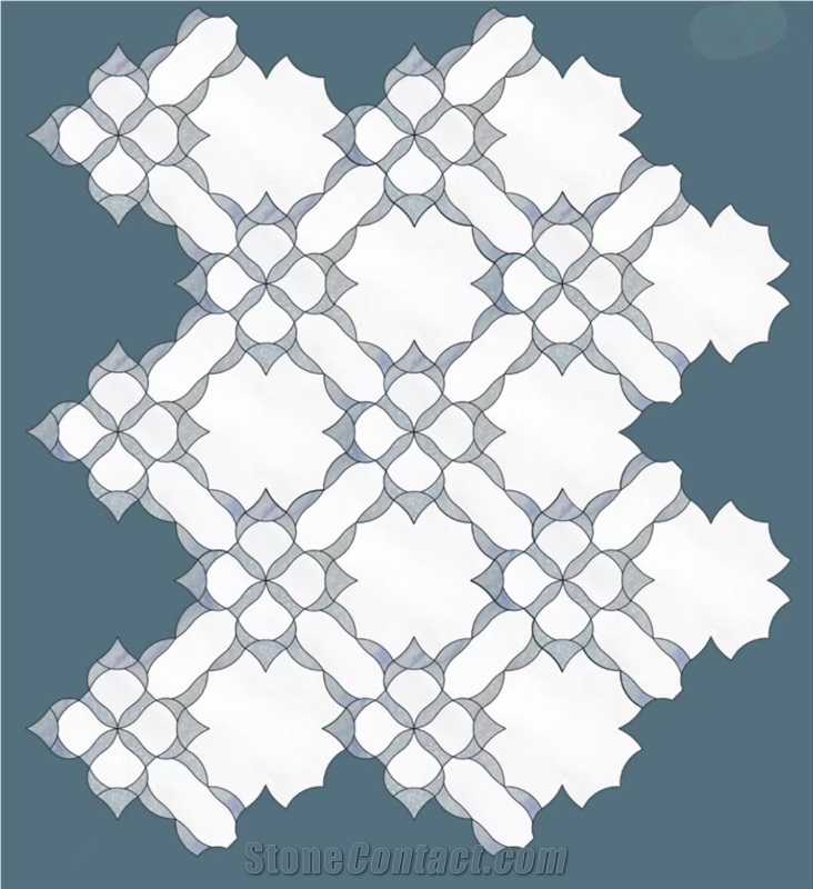 Marble Water-Jet Mosaic Design Norwegian Flower Mosaic Tile