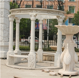Sculptured Urban Stone Gazebo Marble Carrara Garden Pavilion
