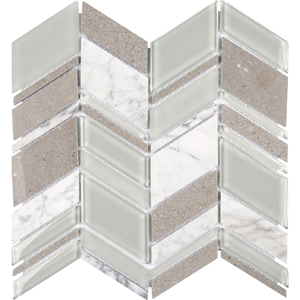 Chelsea Glass Chevron Tile & Stone Cinderella Grey Marble