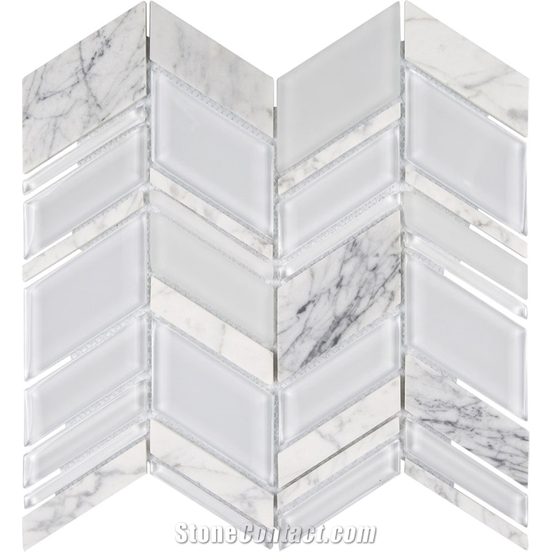 Chelsea Glass Chevron Tile & Stone Cinderella Grey Marble