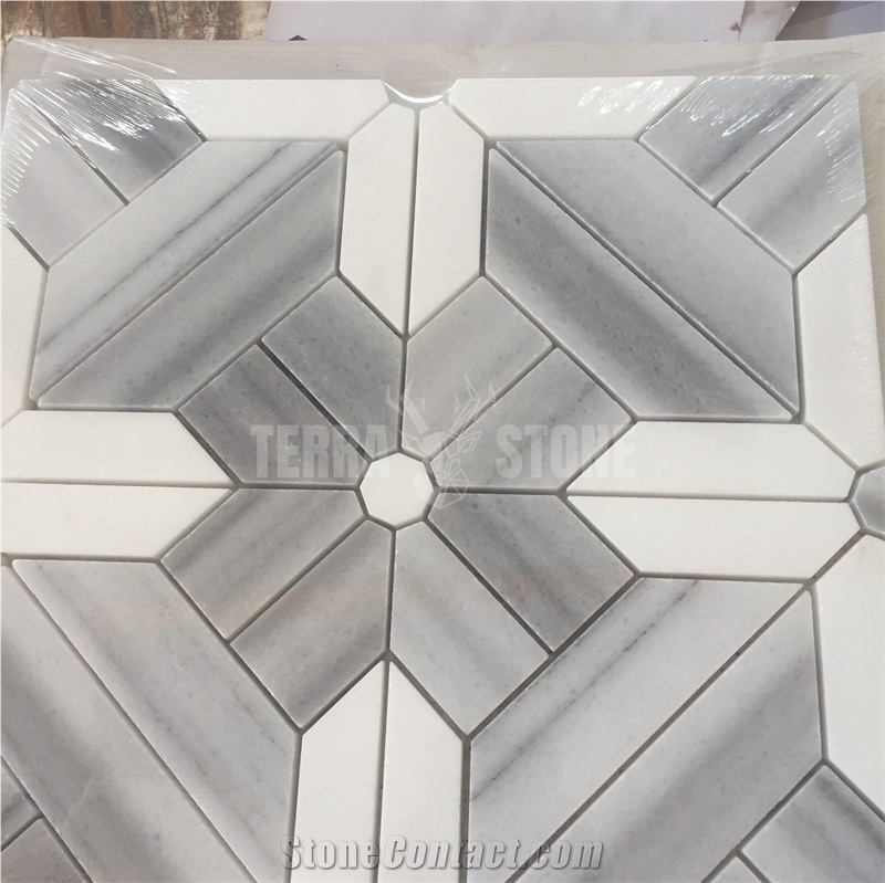 Geometry Pattern Wooden Marble Mosaic Tile Bathroom Mosaics