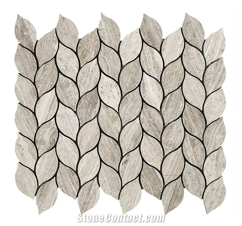Leaf Shape Backsplash Tile Marble Thassos Carrara Mosaic