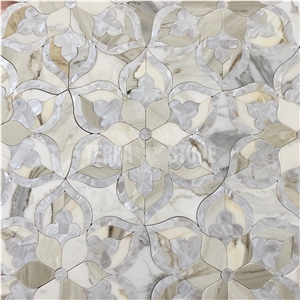 Luxury Tile Mother Of Pearl Waterjet Mosaic Tiles Backsplash