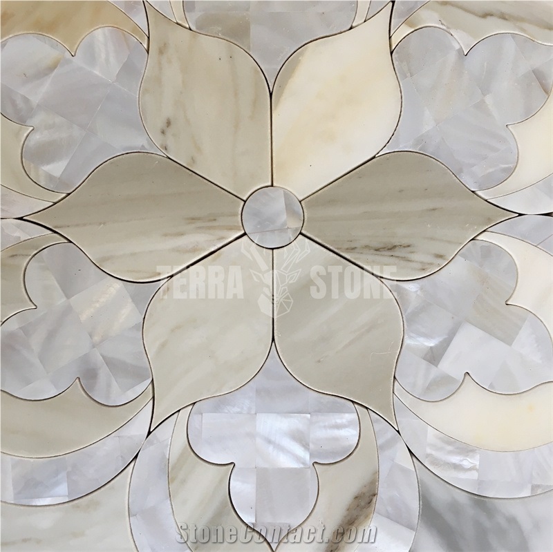 Luxury Tile Mother Of Pearl Waterjet Mosaic Tiles Backsplash