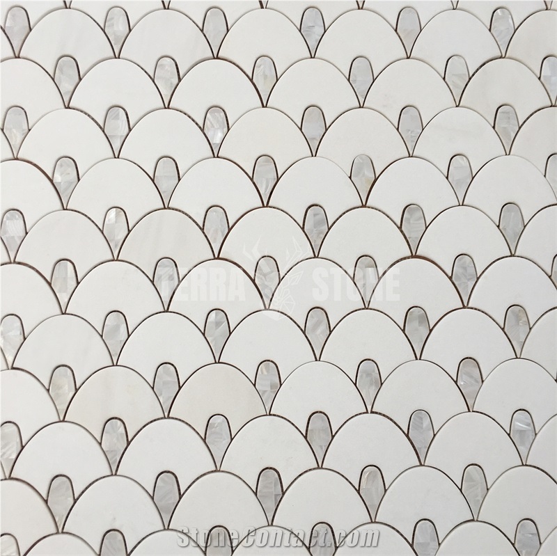Natural White Marble With Mother Pearl Of Shell Mosaic Tile
