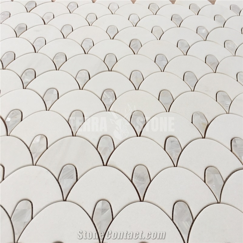 Natural White Marble With Mother Pearl Of Shell Mosaic Tile