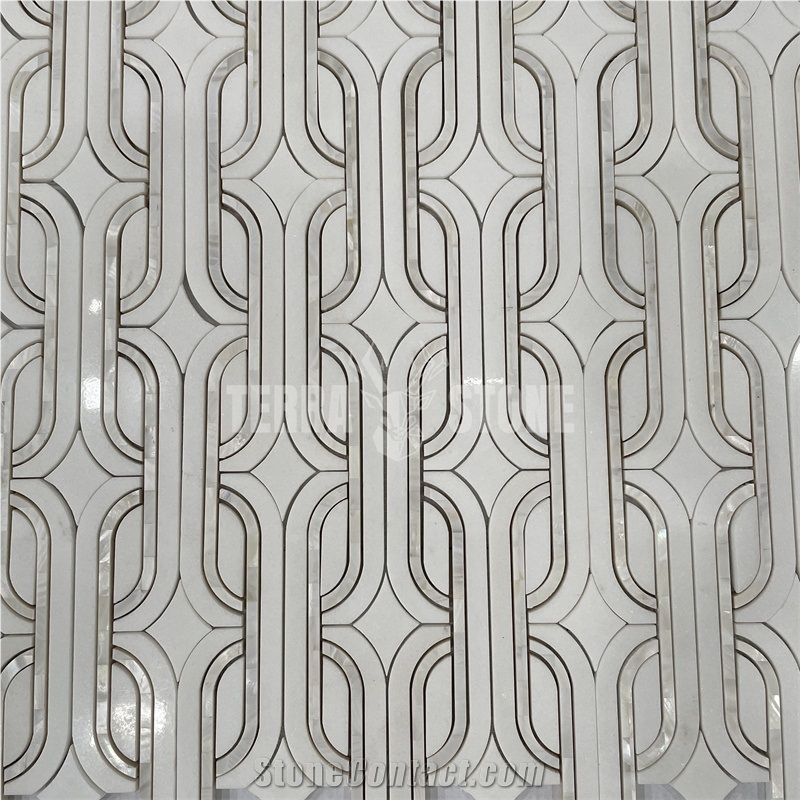 Stone Mother Pearl Of Shell Waterjet Mosaic Tile Marble