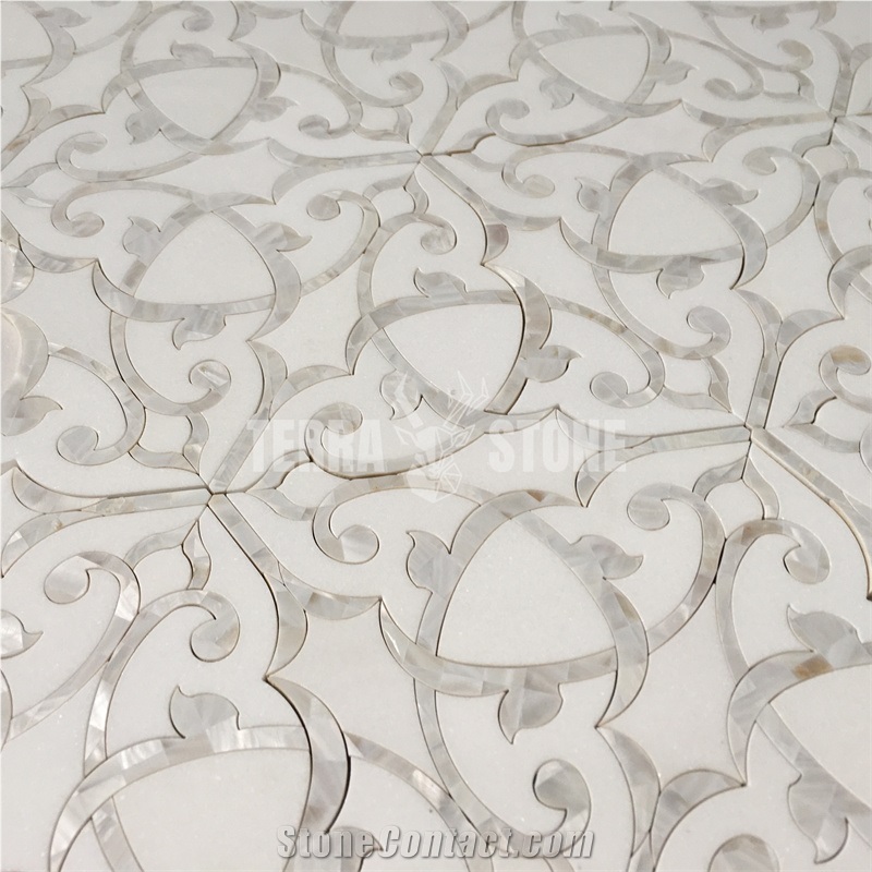 Water Jet Flower Pattern Mosaic Tile For Interior Decoration