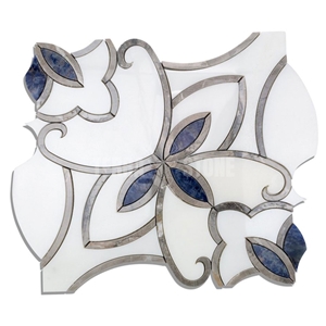Water Jet Mosaic Grace Cersi China White Gray Diamond Blue