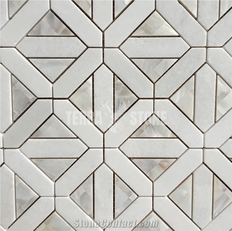 Water Jet Mosaic Tile Floor Geometry Design Marble Shell