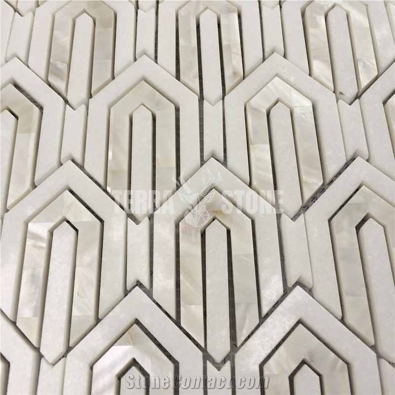 Waterjet Marble Mix Shell Decorative Mosaic Tiles
