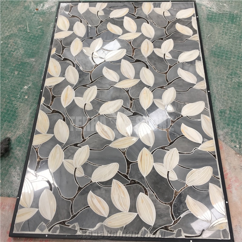 White Onyx Leaves Waterjet Stone Mosaic Kitchen Backsplash