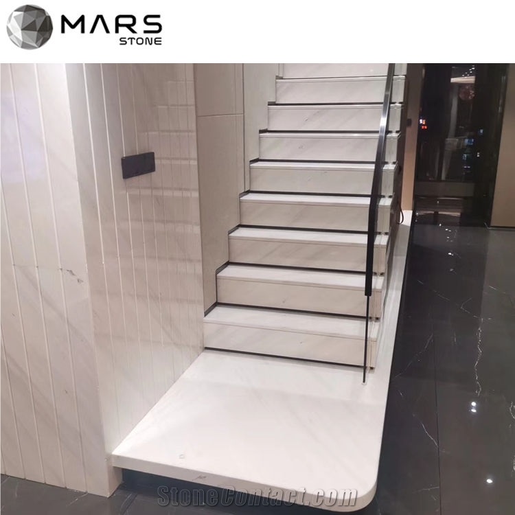 High Quality Indoor Yugoslavia White Marble Stone Staircase