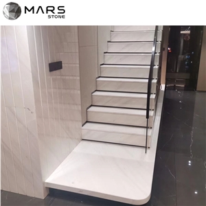High Quality Indoor Yugoslavia White Marble Stone Staircase