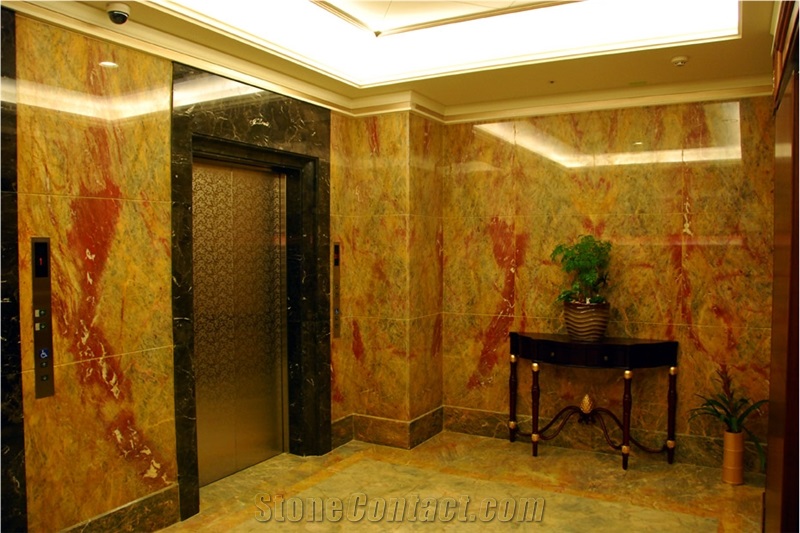 China Van Gogh Emperor Red Yellow Marble Tiles