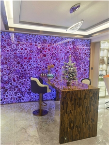 Pink Agate Semiprecious Stone Wall Panel, Semiprecious Stone Slabs
