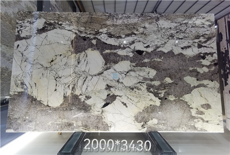 Brazil White/Grey Patagonia Granite Slabs, Translucent