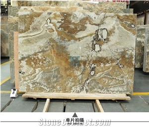 Bubble Onyx Polished Slabs/Tiles, Cyan Base Color
