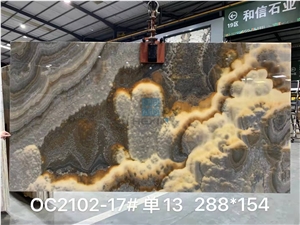 Bubble Onyx Slabs, Gold Base Color, Translucent