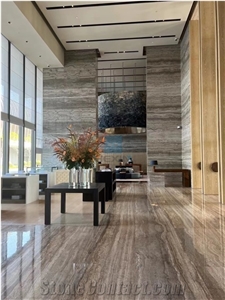 Iran Siver Travertine Polished Floor&Wall Tiles