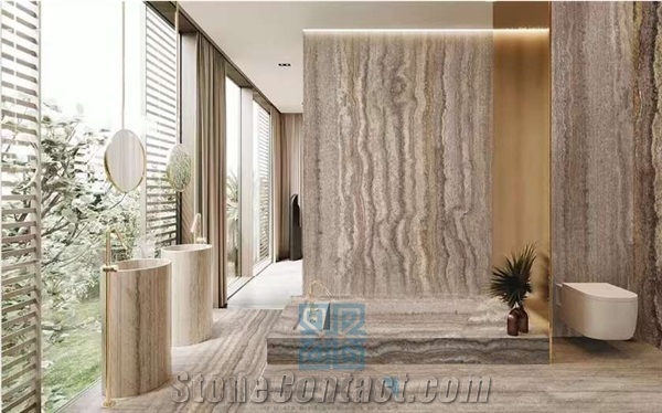 Iran Siver Travertine Polished Floor&Wall Tiles