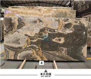 Turkey Bubble Onyx Polished Slabs, Gold Base Color