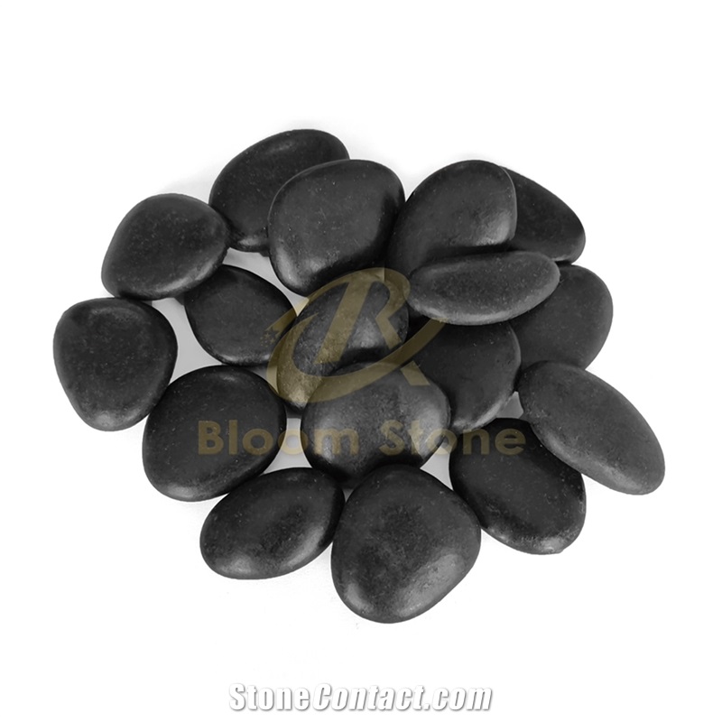 A Grade Polished Black Pebble Stone