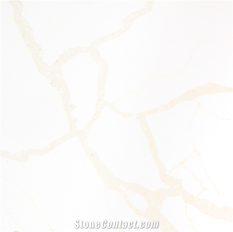 White Calacatta Golden Veins Quartz Slab