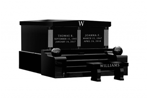 Two Crypt - Roof Top Jet Black Granite Mausoleum