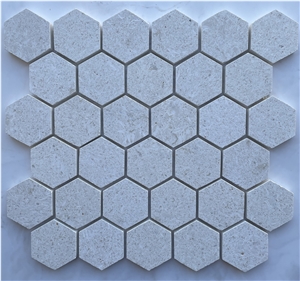 Hexagonal Tile Carthage White Hexagon Mosaic Tile