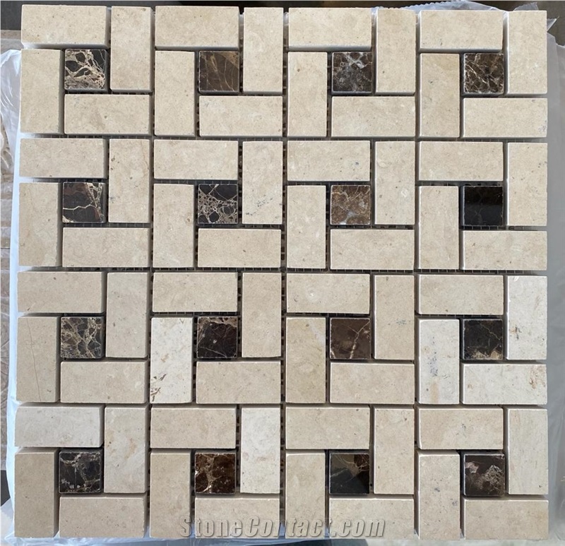 Thala Beige Limestone Rectangular Mosaic Tile 4,8*2,3 Cm
