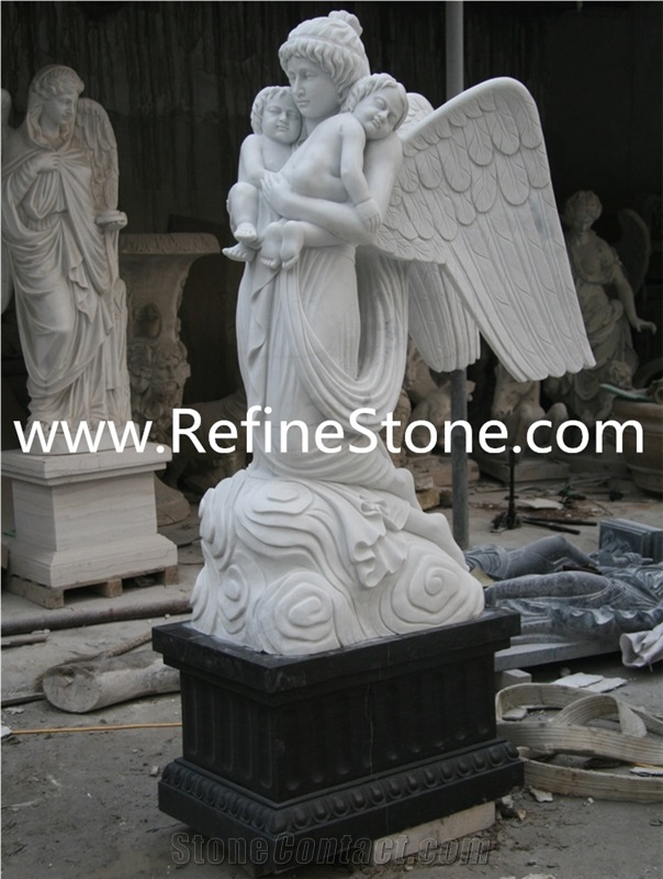 Customized Design White Marble Grave Sculptured Headstones